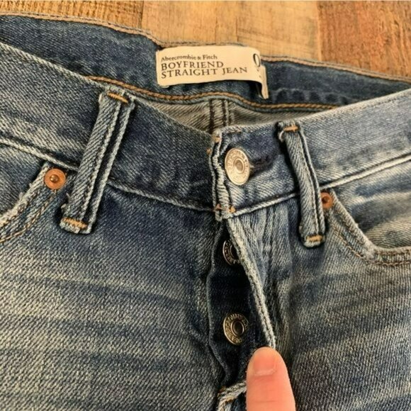 Abercrombie & Fitch Denim distressed boyfriend straight button fly jeans 00R - Picture 7 of 10